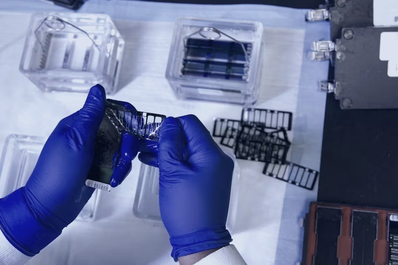 BMCA technician servicing lab equipment on-site